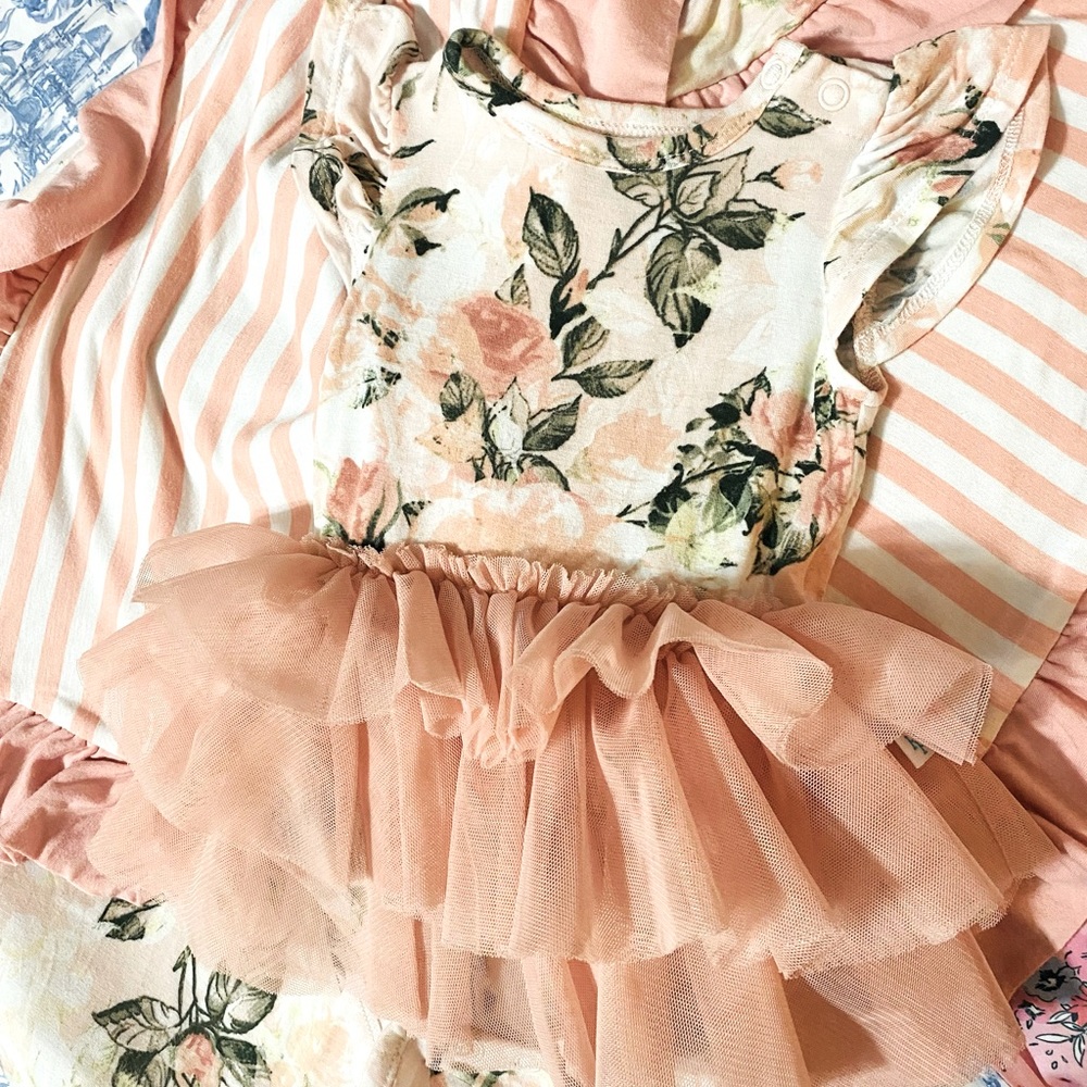 Posh Peanut Vintage Pink SET Luxe,Crib Sheet and Tulle Bodysuit!